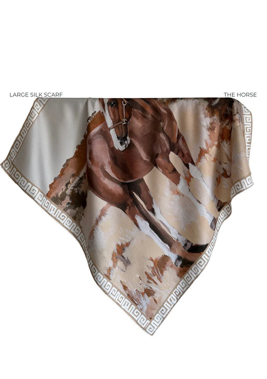 Whitney Spicer Large Silk Scarf -  The Horse