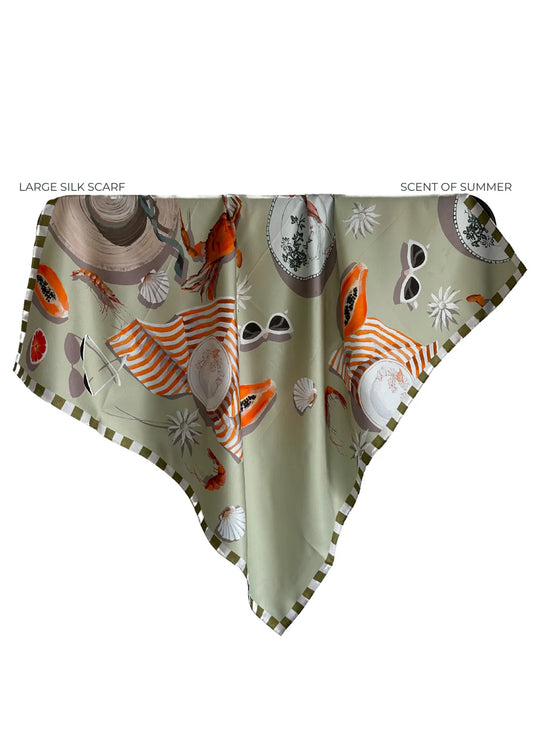 Whitney Spicer Large Silk Scarf -  Scent of Summer