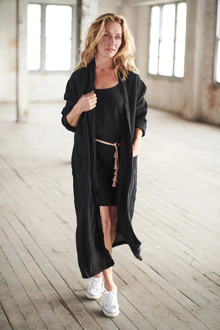 Fundamental Linen Robe - Black