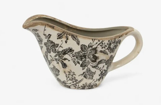 Black Floral Bowl Jug