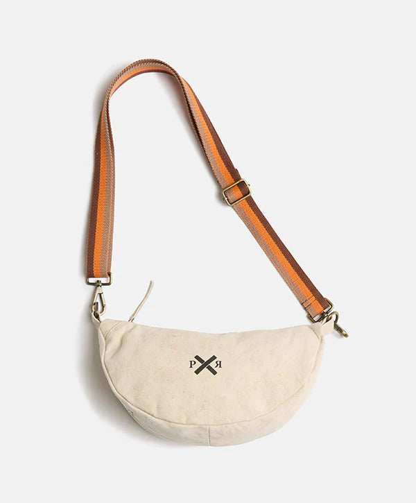 Pony Rider | INDENT S24 | Escapee Round Shoulder Bag | Upcycled | Natural Stripe