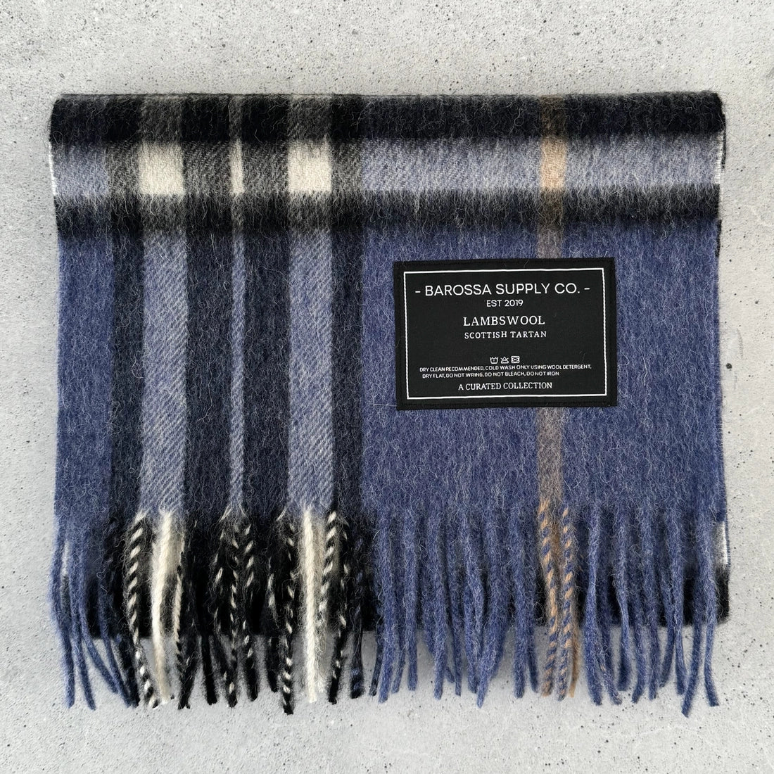 Scottish Tartan Lambswool Scarf by Barossa - Thomson Enlarged Denim
