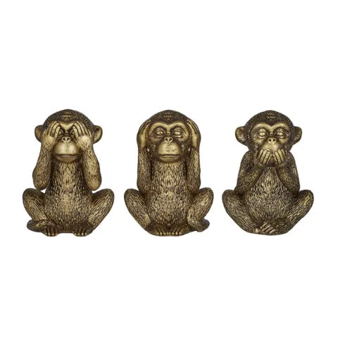 No Evil Monkey Sculptures set of 3