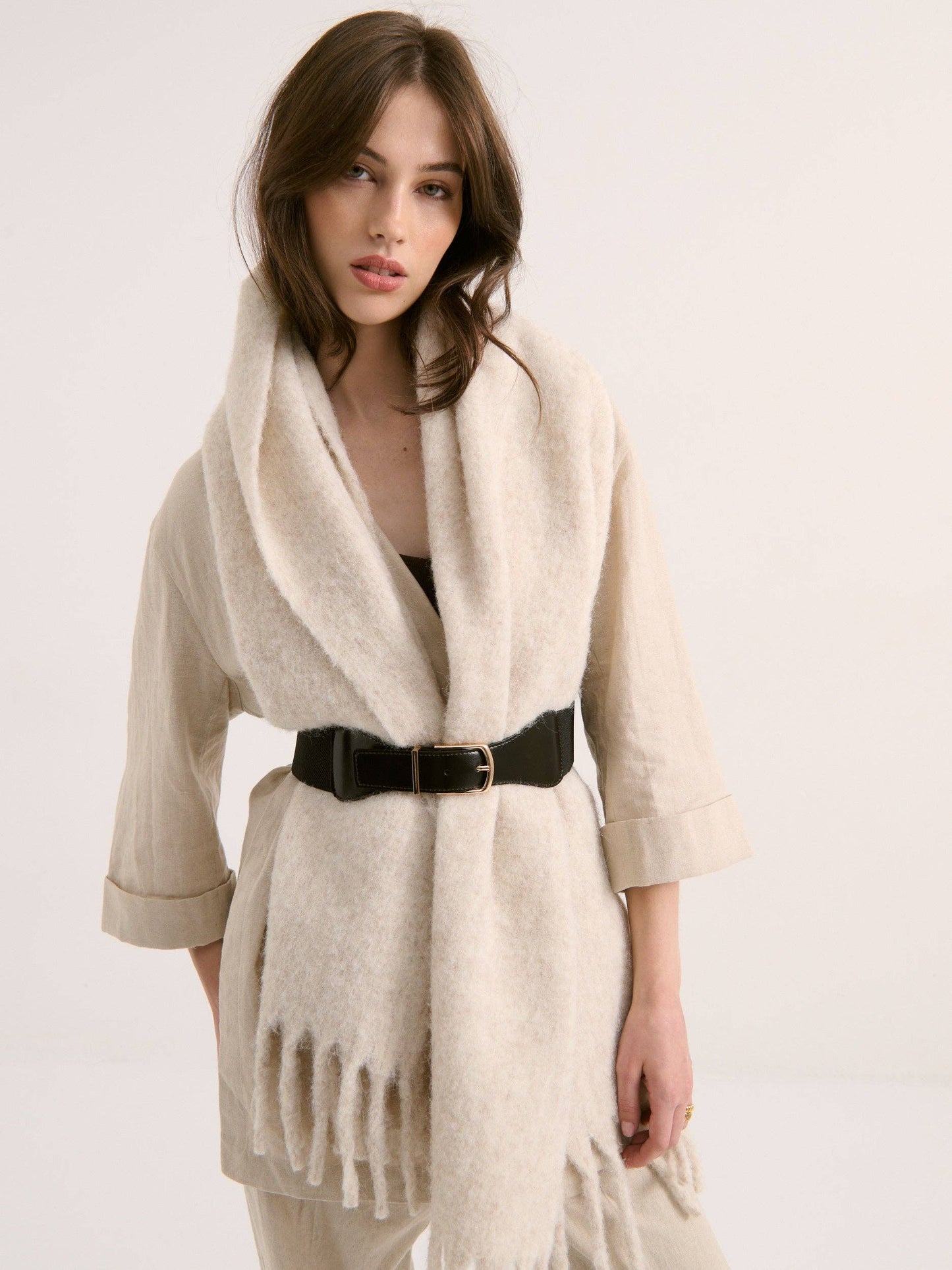 Hampton Oatmeal Fluffy Scarf