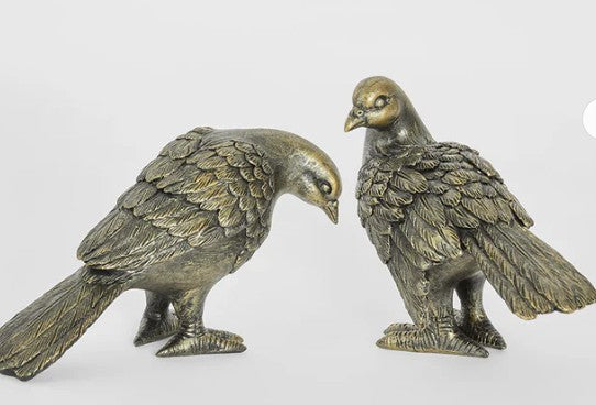 Dove Lovebirds Set of 2 Sculptures Antique