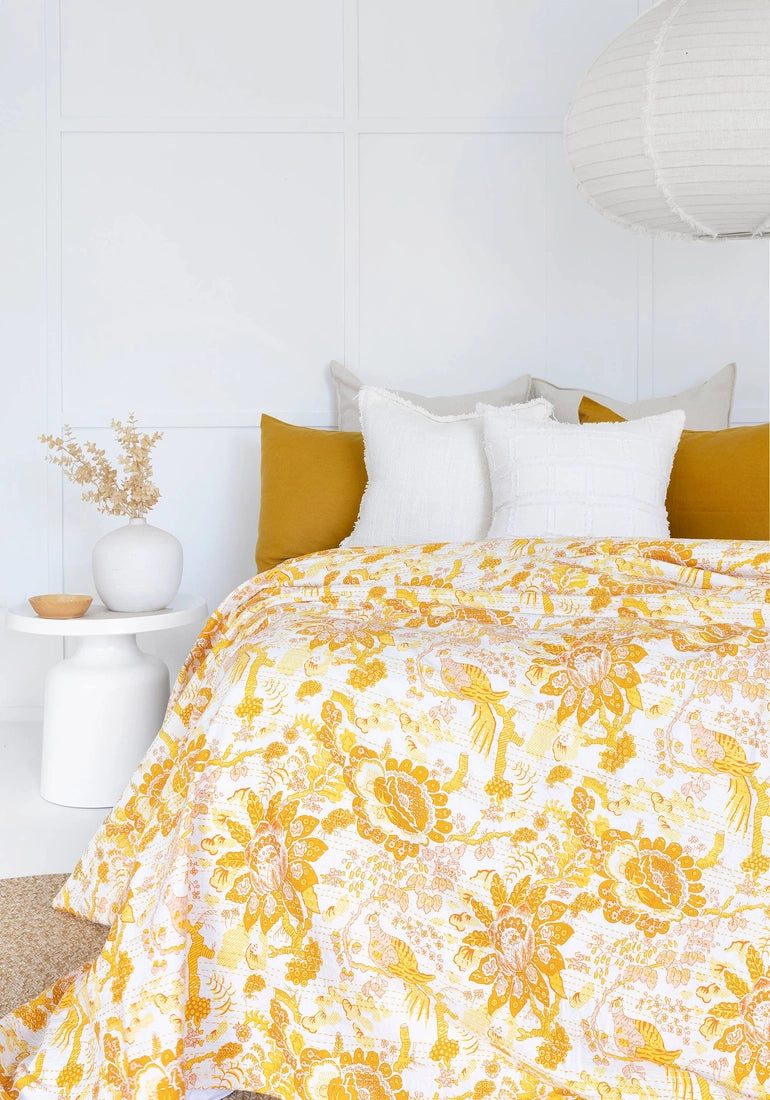 Alia - Indian Kantha Quilt Blanket Bedspread