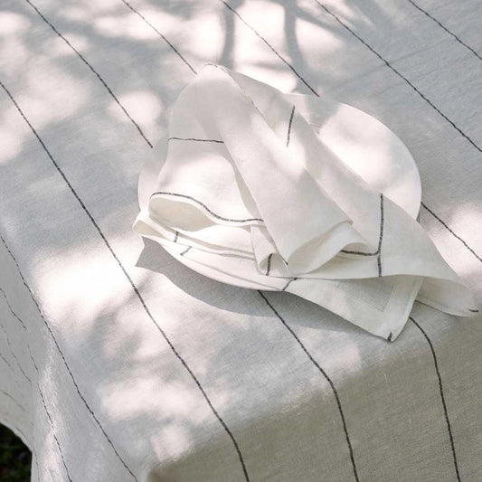 Marina Napkin Set - Off White with Pin Stripe