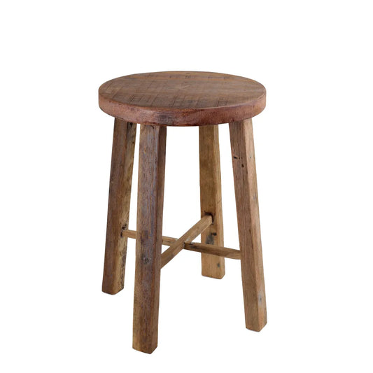 Recycled Indonesian Timber Round Stool Natural