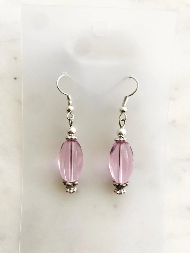 Vintage Pink Bohemian Glass Bead Earrings