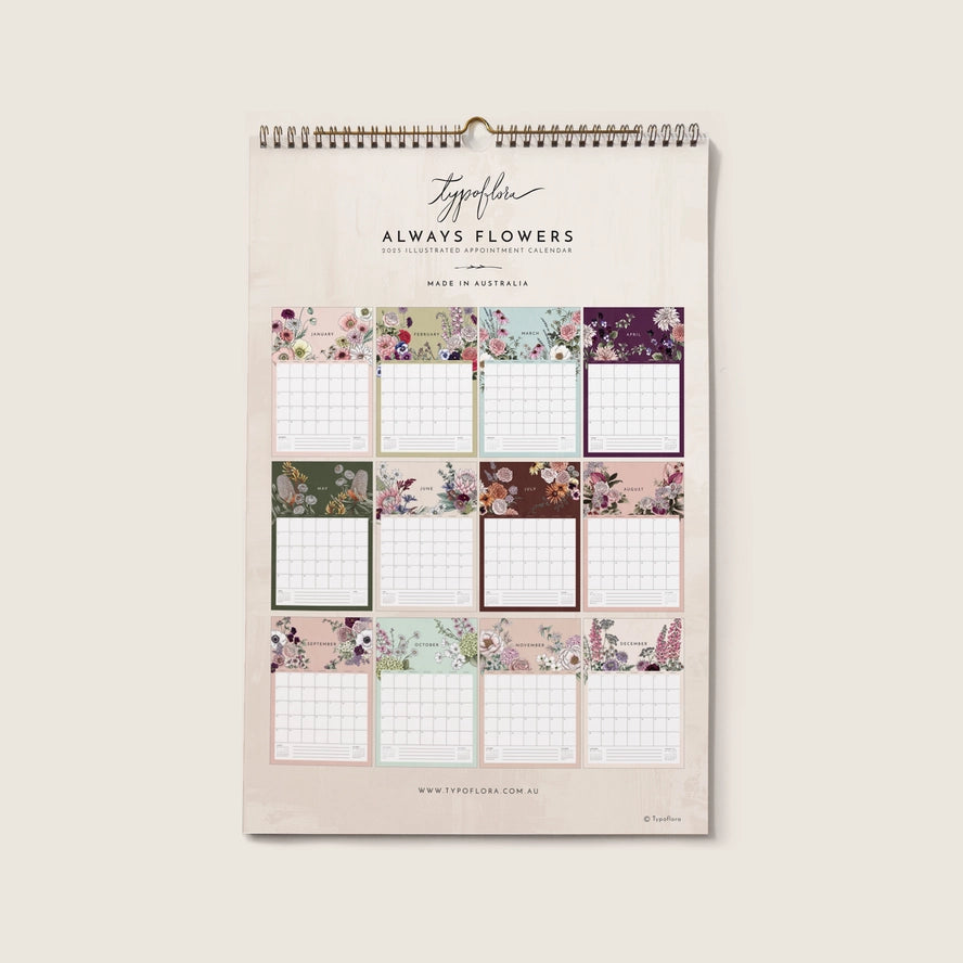 2025 Always Flowers Appointment Wall Calendar