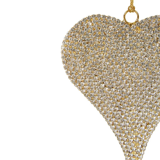 Rhinestone Cowboy Heart Ornament Small Gold