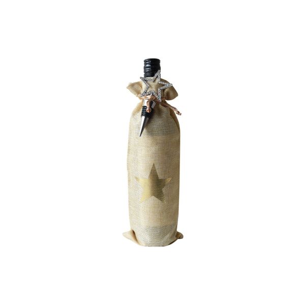 Gold Star Bottle Bag & Star Wine Bottle Topper