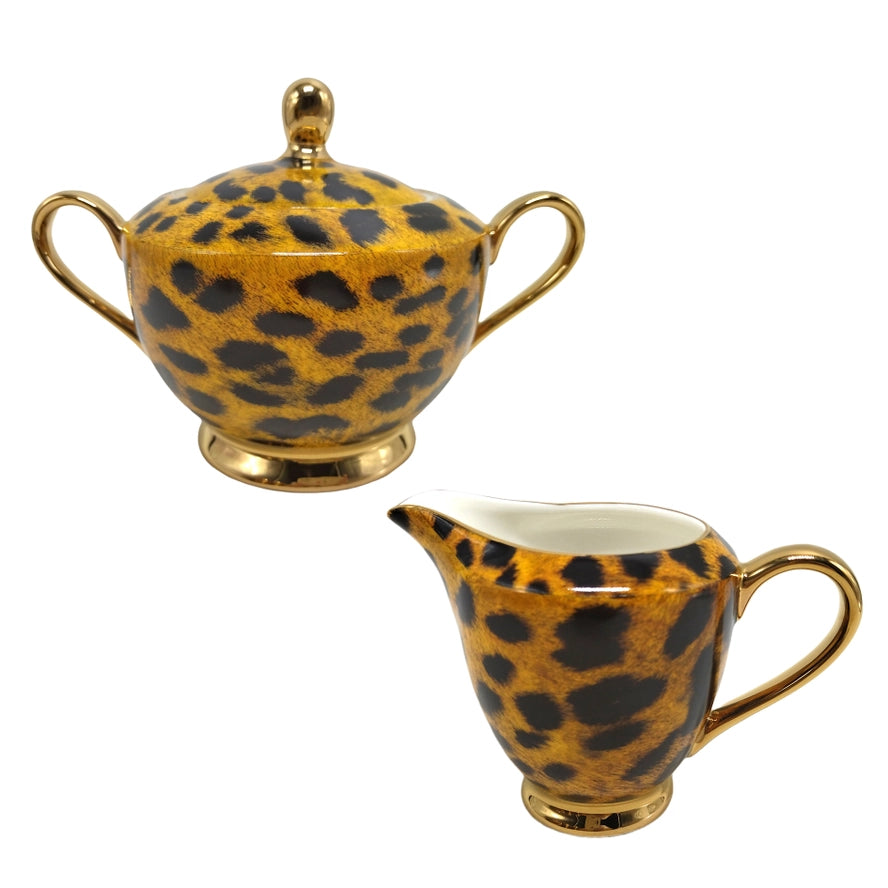 Leopard Print Sugar and Creamer Set