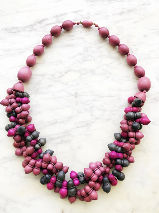 Vintage Wooden Bead Necklace