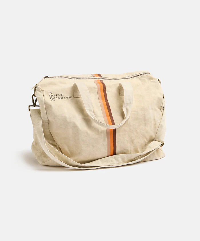 Pony Rider | INDENT S24 | Escapee Overnight Bag | Upcycled | Natural Stripe