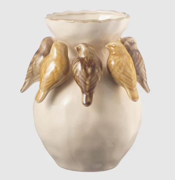 Palma Bird Vase Yellow & Cream