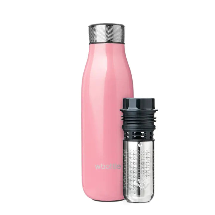 Stainless Steel Water Bottle with Tea Infuser - Shiny Pink