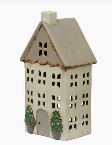 Christmas Tea Light House Stone with Pots Medium