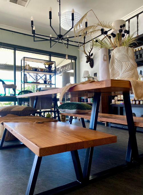 Hand Made Dining Table with Benches - Local Artisan MBT Timber