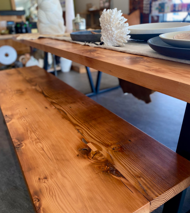 Hand Made Dining Table with Benches - Local Artisan MBT Timber