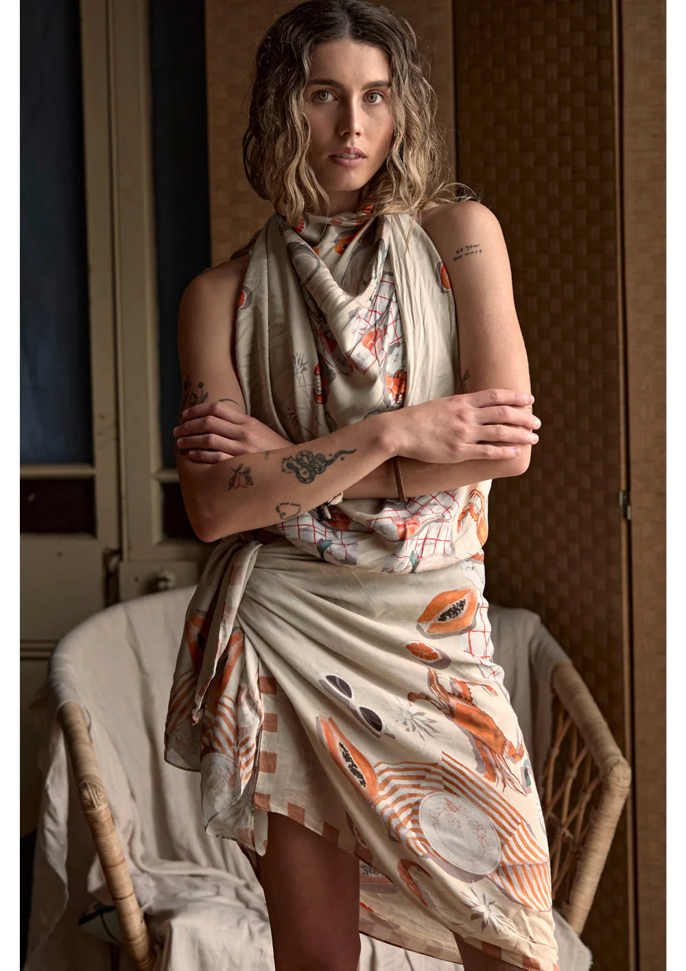Whitney Spicer Large Silk Scarf - Papaya