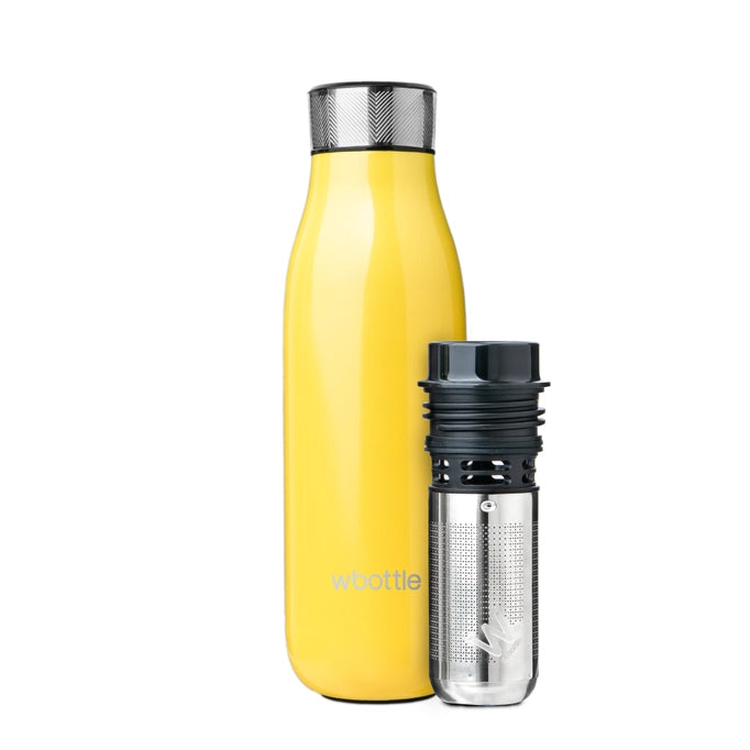 Stainless Steel Water Bottle with Tea Infuser - Shiny Yellow